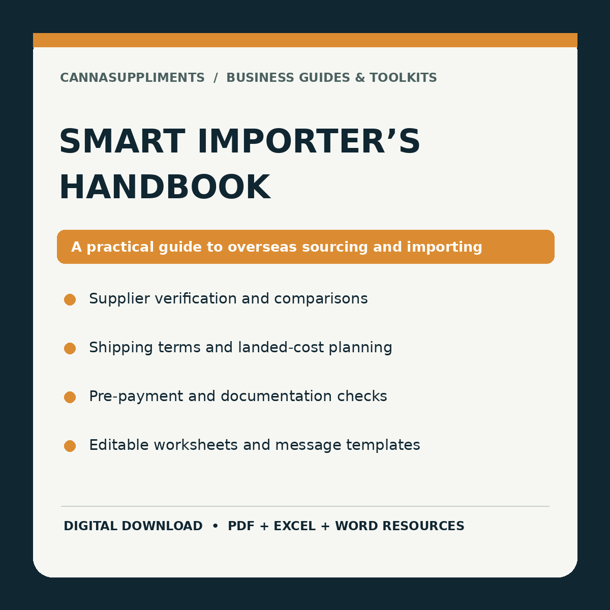 Smart Importer's Handbook: supplier sourcing and importing templates